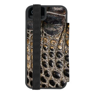 Funda Cartera Para iPhone 5 Watson Textura de piel de caimán americano marrón
