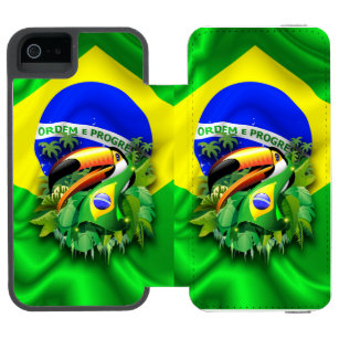 Funda Cartera Para iPhone 5 Watson Toco Toucan con la bandera de Brasil