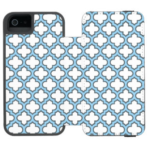 Funda Cartera Para iPhone 5 Watson Trellis azul blanco y bebé, Entramado, Quatrefoil