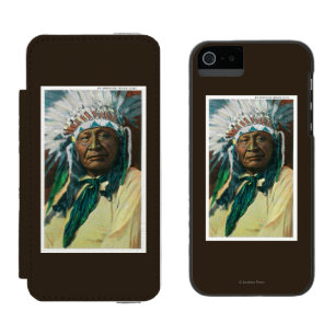 Funda Cartera Para iPhone 5 Watson Un jefe indio PortraitColorado del Arapahoe