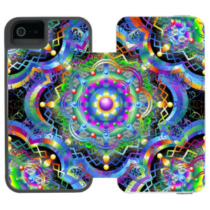 Funda Cartera Para iPhone 5 Watson Universo Mandala Colores Psicodélicos
