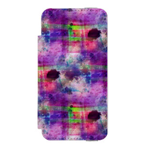 Funda Cartera Para iPhone 5 Watson Verde del diseño, acuarela púrpura de la textura
