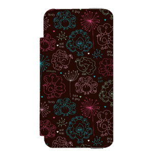Funda Cartera Para iPhone 5 Watson vintage del papel pintado de la India de la flor
