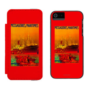 Funda Cartera Para iPhone 5 Watson Vintage PosterEurope de Messageries Maritimes