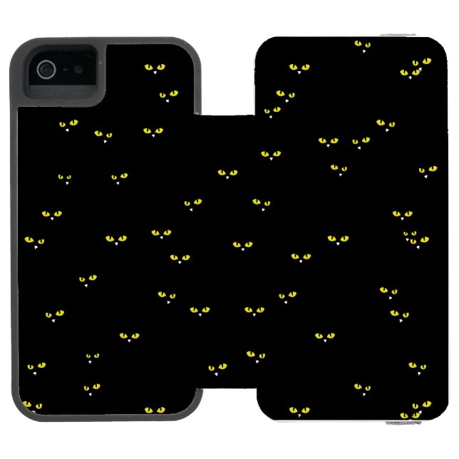 Funda Tipo Cartera Para iPhone De Incipio Yellow Cat Eyes in the Dark (Folio abierto)