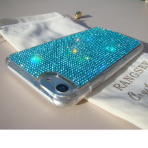Funda transparente Sparkly Aqua Blue Crystal para