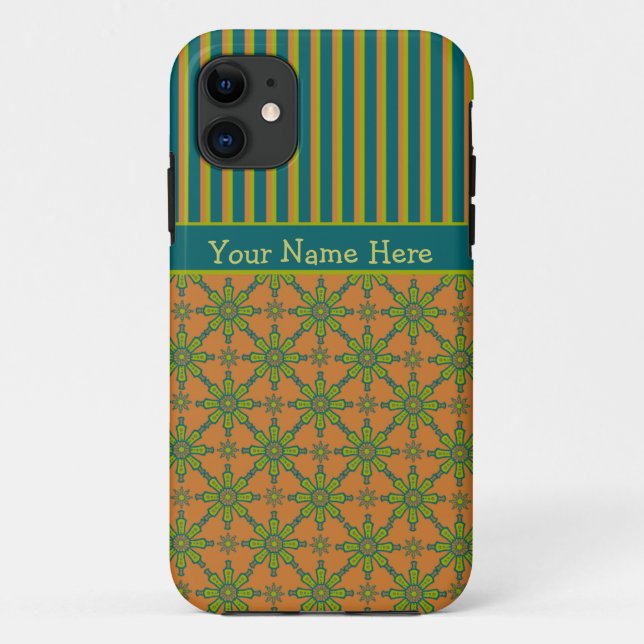 Funda tribal, oxidado, verde, azul para iPhone 5/5 (Reverso)
