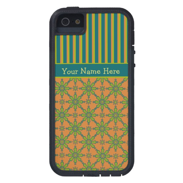 Funda tribal, oxidado, verde, azul para iPhone 5/5 (Atrás)
