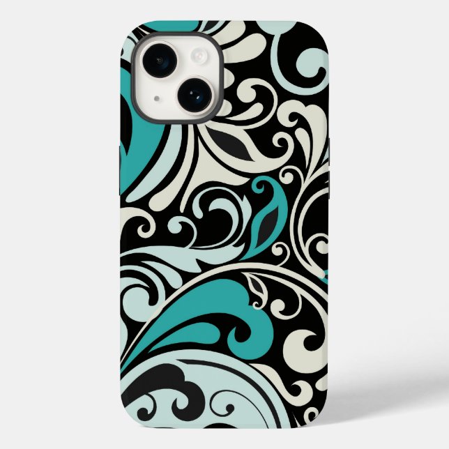 Funda Turquoise Floral Swirls iPhone 14 (Reverso )