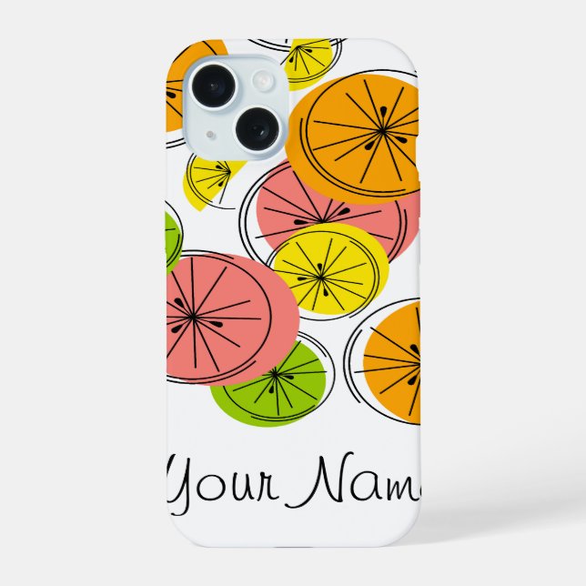 Funda vertical para iPhone 'Nombre' Citrus (Reverso )