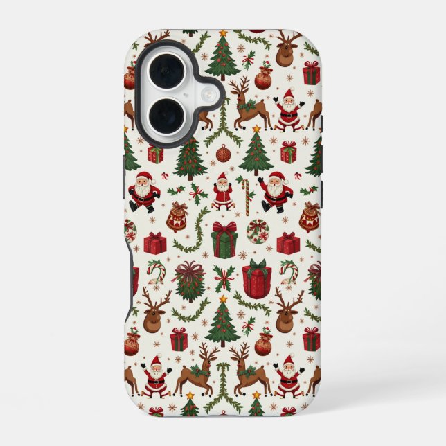 Funda vintage de Navidad para Apple iPhone 16 (Reverso )