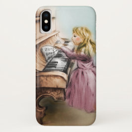 funda vintage para iPhone - Chica de piano