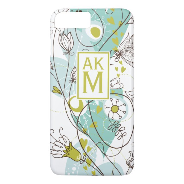 Funda Whimsical Florals Monograma iPhone 7 Plus (Reverso)