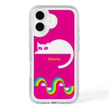 Funda White Cat Rainbow Speck – Fuchsia