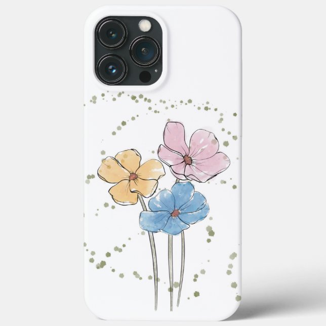 Funda Wild Watercolor Flowers iPhone 13 Pro Max (Reverso )