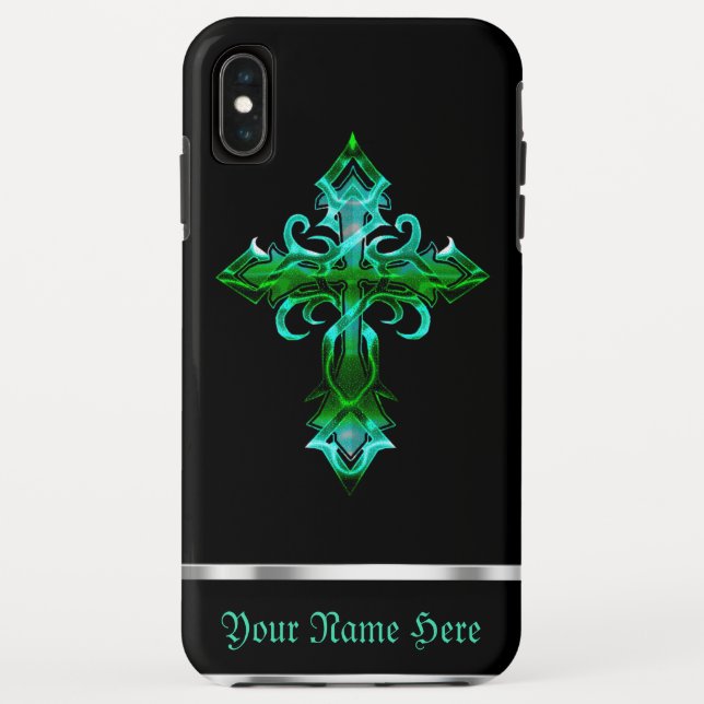 Funda XS Max para iPhone Green Black Medieval Cros (Reverso)