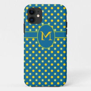 Funda Xtreme de puntos de Polka monograma azul par