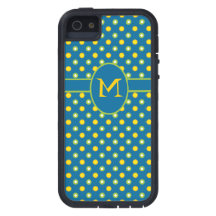 Funda Xtreme de puntos de Polka monograma azul par