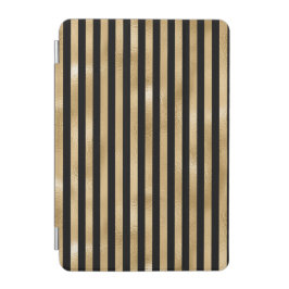 Funda y cubierta para iPad a rayas doradas y negra