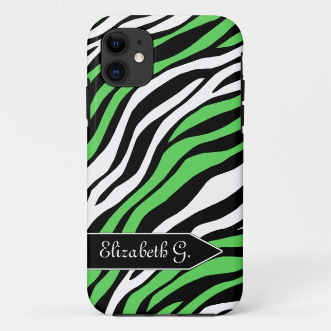 Funda Zebra Print Lime Green Mix iPhone 5 (Reverso)