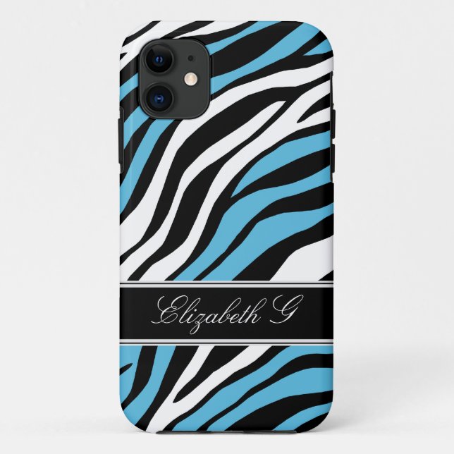 Funda Zebra Print Mix Blue iPhone 5 (Reverso)