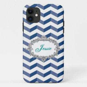 Fundas Chevron 3D Azul/Blanco para iPhone 5/5S Per