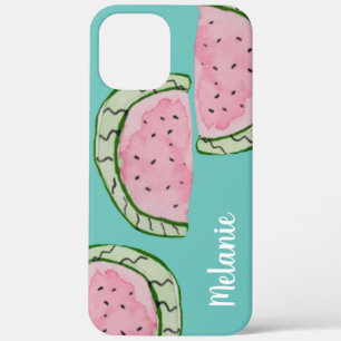 Fundas de agua Monograma de sandía rosa azul turqu
