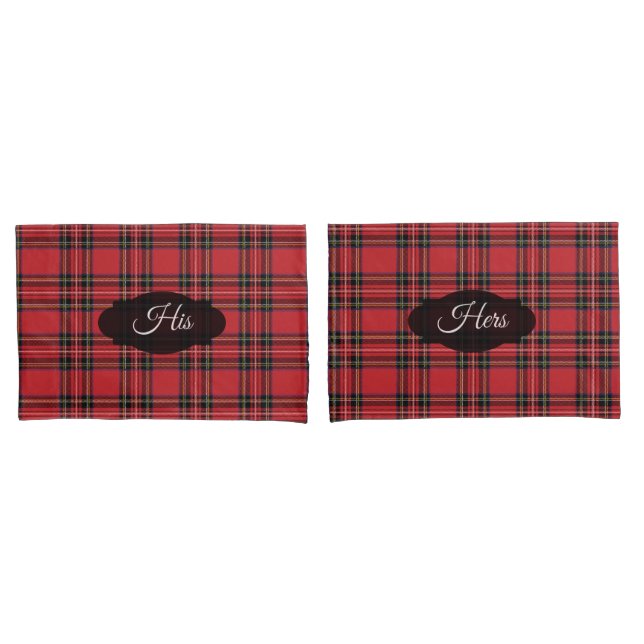 Fundas de almohada a cuadros rojos escoceses para  (Anverso - Set)