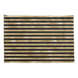Fundas de almohada a rayas negras y doradas