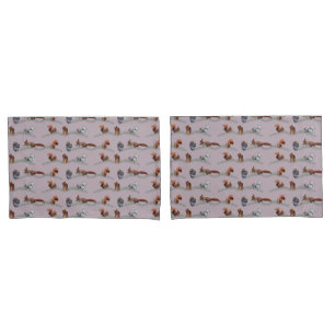 Fundas de Almohada Ardilla Frenesí (Rosa/Burdeos)
