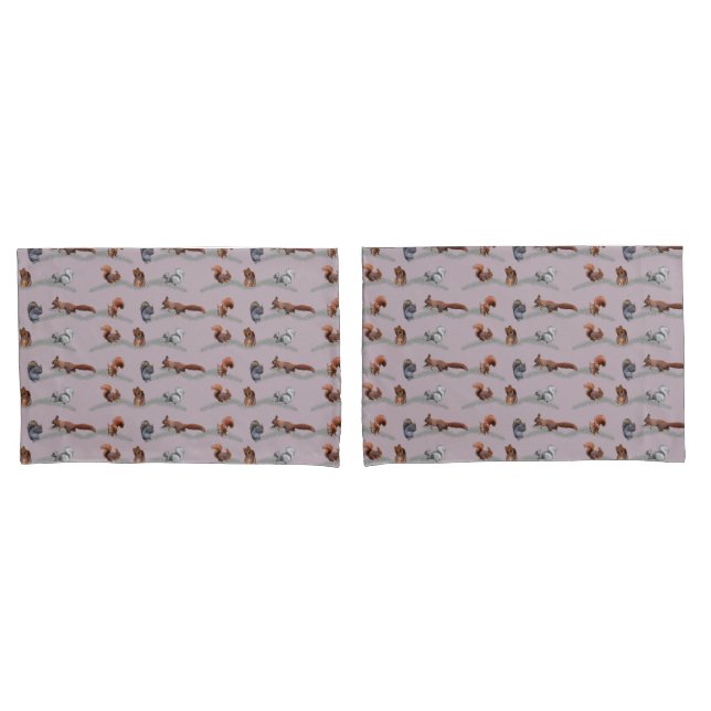 Fundas de Almohada Ardilla Frenesí (Rosa/Burdeos) (Anverso - Set)