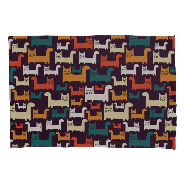 Fundas de almohada con estampado de gatos colorido (Anverso)