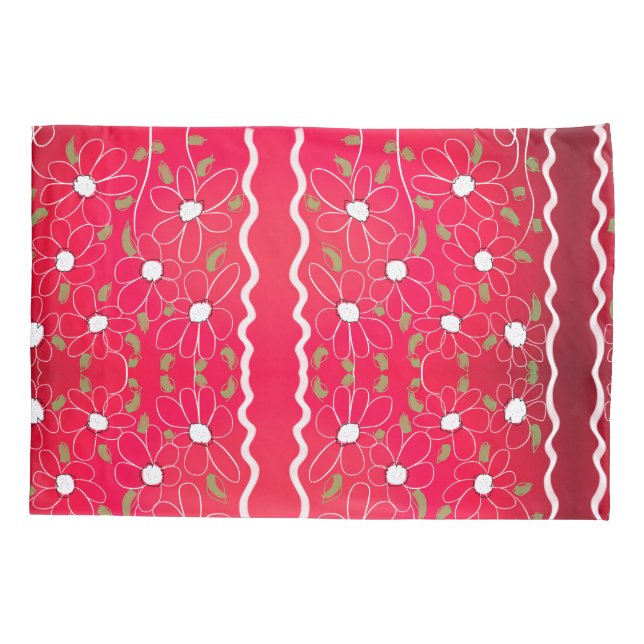 Fundas de almohada con rosa Fuschia (Reverso)