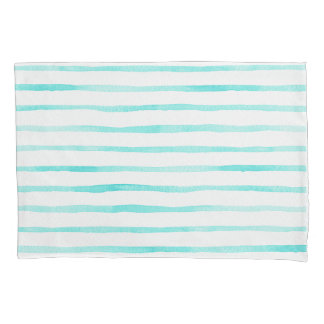 Fundas de Almohada de Acuarela Turquesa Rayas Viva