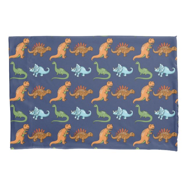 Fundas de almohada de dinosaurio lindo - Coincide  (Anverso)