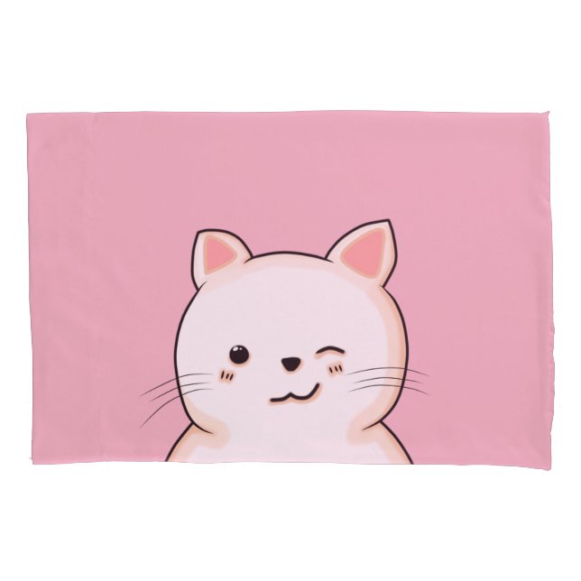 Fundas de almohada de gatito sonriente lindo (Anverso)
