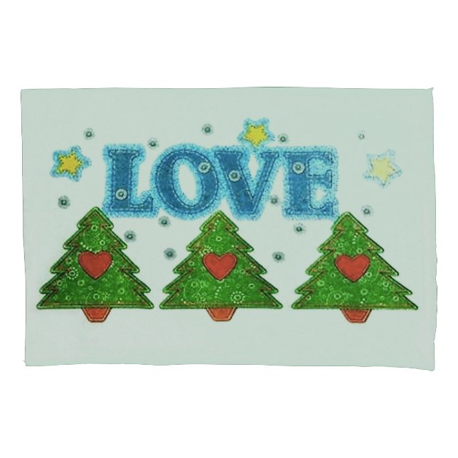 Fundas de almohada del AMOR del navidad, tamaño (Anverso-izquierdo)