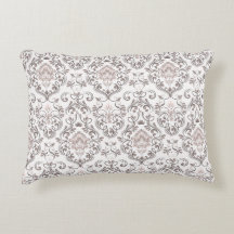 Fundas de Almohada Elegantes de Damasco en Taupe y