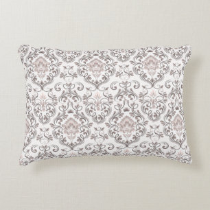 Fundas de Almohada Elegantes de Damasco en Taupe y