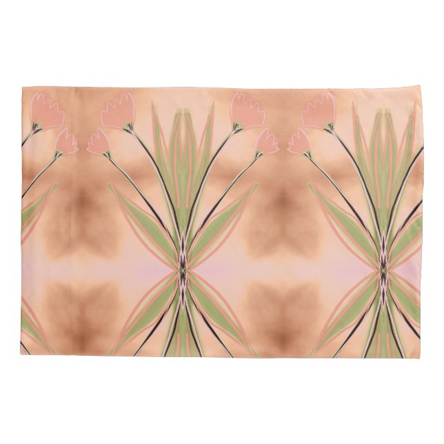 Fundas de almohada en coral rosa y verduras (Reverso)