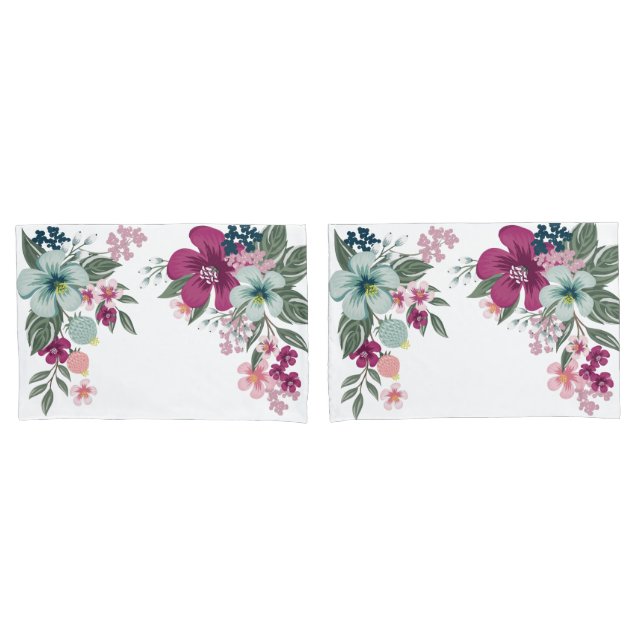 Fundas de almohada Flor tropical en blanco (Anverso - Set)