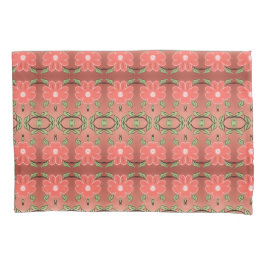 Fundas de almohada floreada en coral rosa