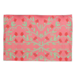 Fundas de almohada floreada en verde rosa y menta