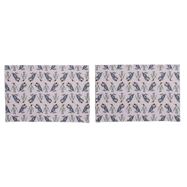 Fundas de Almohada Frenesí de Pingüino Rey (Rosa P (Anverso - Set)