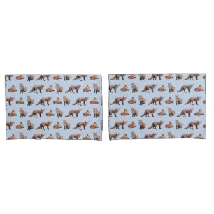 Fundas de Almohada Frenesí del Zorro Rojo (Azul Cl