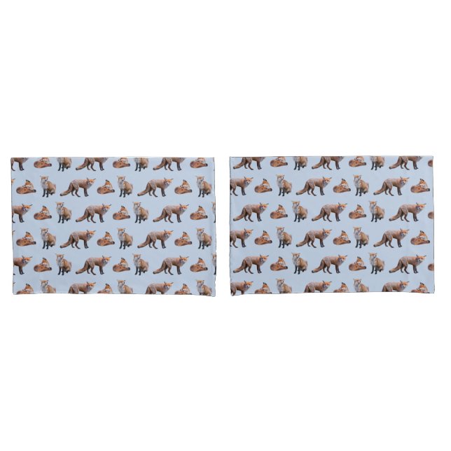 Fundas de Almohada Frenesí del Zorro Rojo (Azul Cl (Anverso - Set)