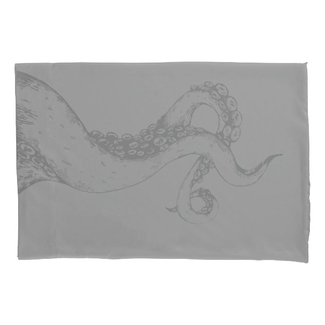 fundas de almohada grises con tentáculos de pulpo (Anverso-izquierdo)
