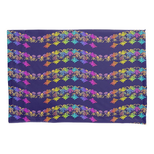 Fundas de Almohada Pareja Símbolos Florales Navy (Anverso-izquierdo)