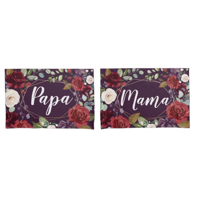Fundas de almohada personalizada Plum Rosas púrpur (Anverso - Set)