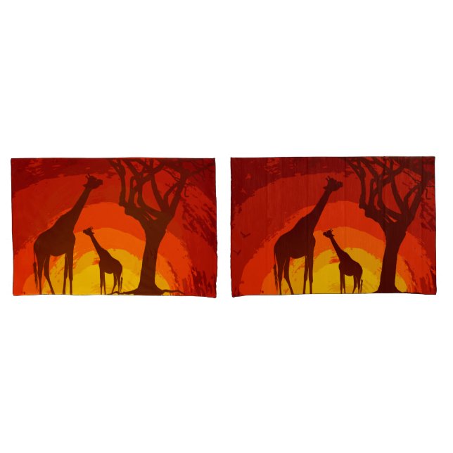 Fundas de almohada personalizada Safari Giraffe de (Anverso - Set)